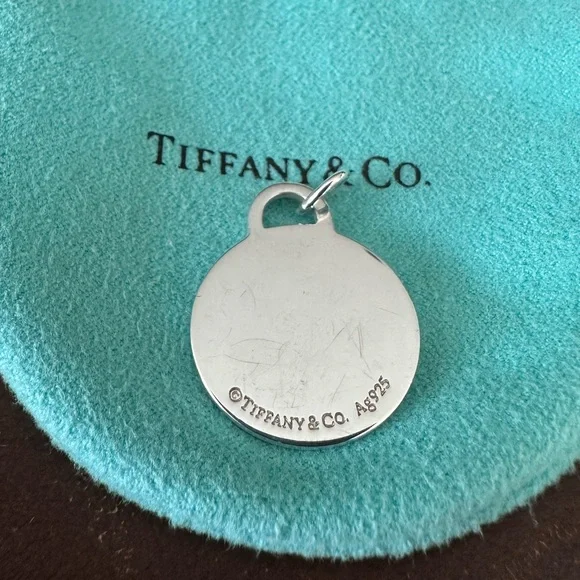 Return to Tiffany Round Tag Charm Blue Enamel